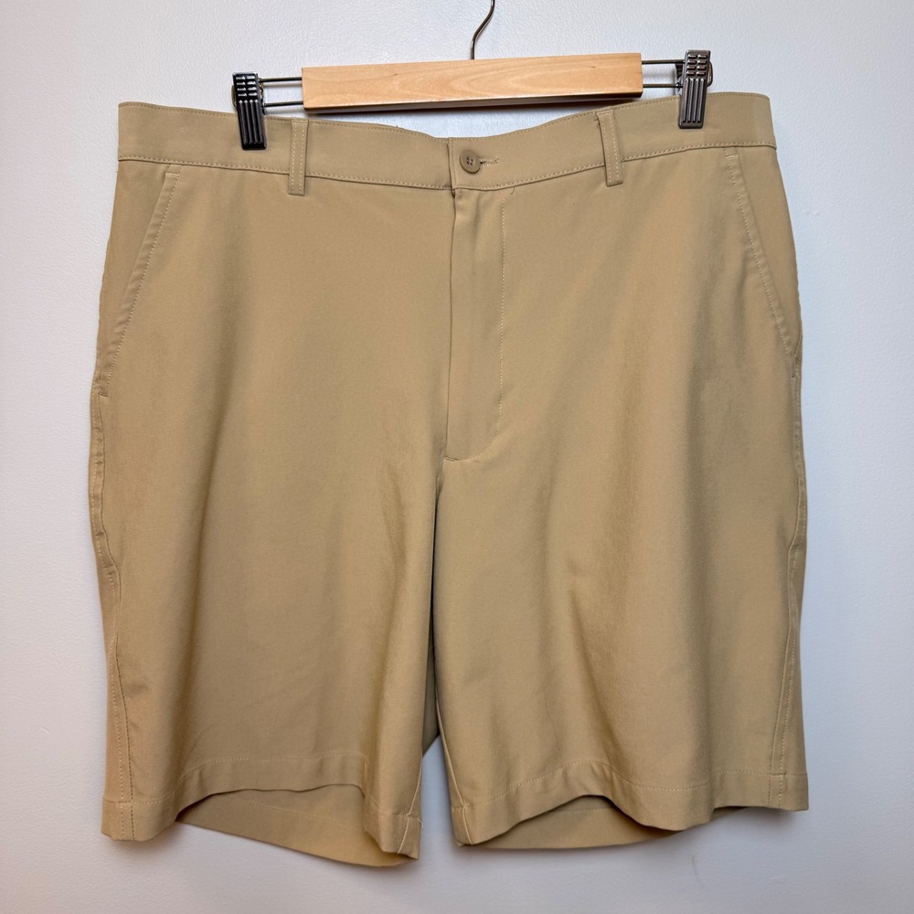 Bolle Golf B Tech Shorts Mens 36 Khaki Performance Stretch 9" Inseam Casual 35W